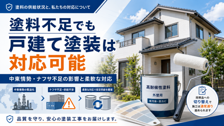 中東情勢による塗料供給への影響について｜戸建て塗装では柔軟な対応が可能です